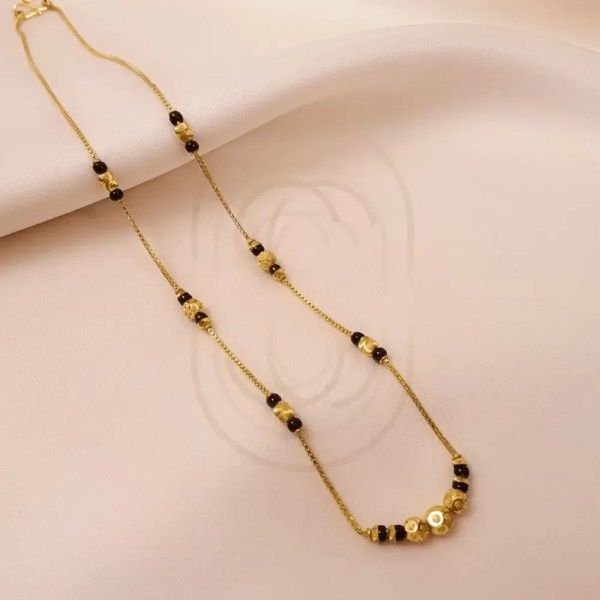 18K Black Beads Gold Plated Minimal Mangalsutra