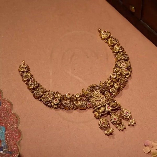 22K Temple Style Antique Gold Necklace