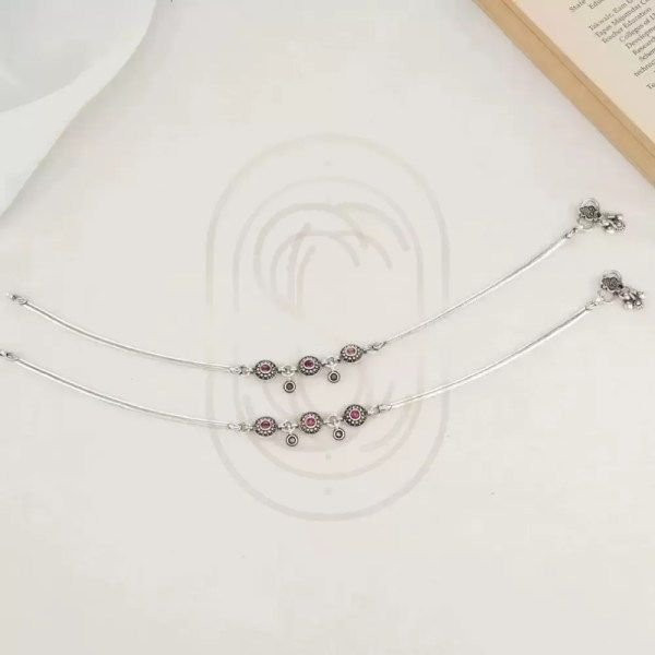 Gems Designer Silver Anklet