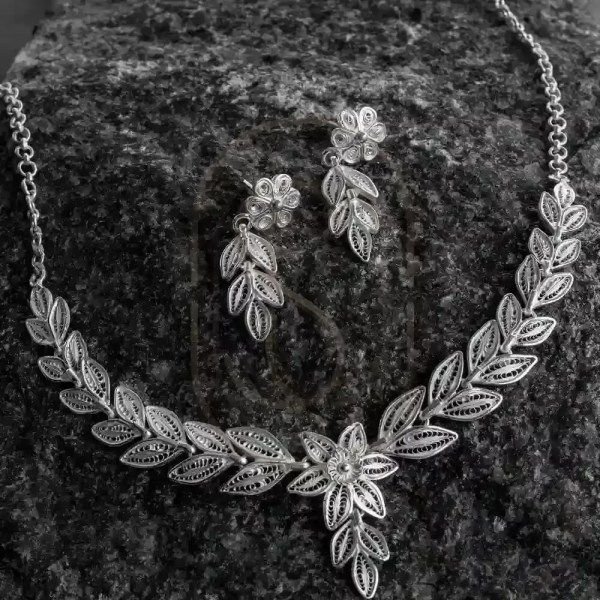Handmade Silver Filigree Necklace Set