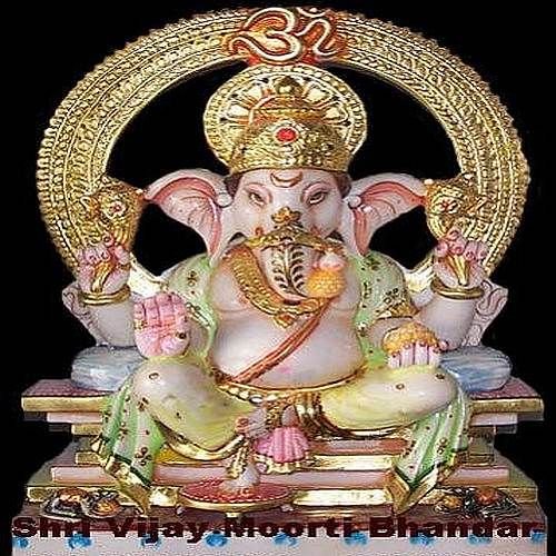 Golden Finish Marble Ganesh Statue