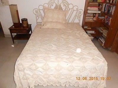 115x115 Inch Linen Lace ECRU Bed Cover