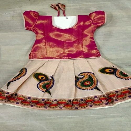 Designer Pink Pattu Pavadai Set