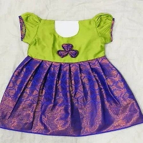 Green and Purple Silk Girls Party Wear Frock