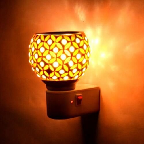 Crimson Leaf Cutwork Ceramic Plug Night Lamp