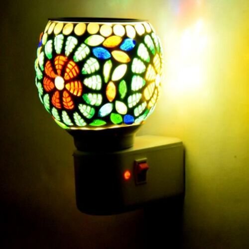 Garden Leaf Mosaic Ceramic Plug Night Lamp