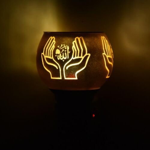 Golden Dua Hands Ceramic Plug Night Lamp