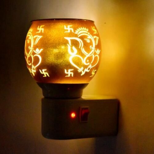 Golden Ganesh Ceramic Plug Night Lamp