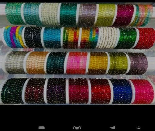 Multicolor Rain Drop Stone Jari Bangles
