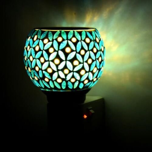 Navy Petal Mosaic Ceramic Plug Night Lamp