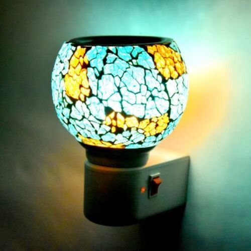 Ocean Blue Mosaic Ceramic Plug Night Lamp