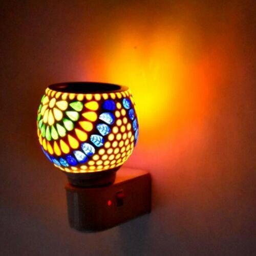 Royal Leaf Dot Mosaic Ceramic Plug Night Lamp