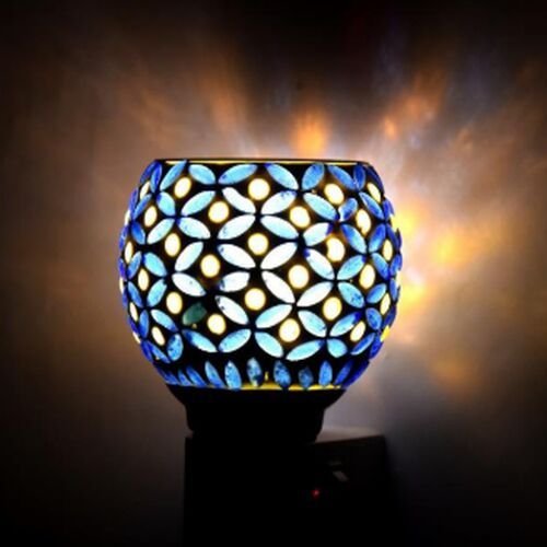 Sapphire Leaf Mosaic Ceramic Plug Night Lamp