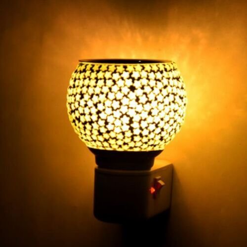 Silver Star Cutwork Ceramic Plug Night Lamp
