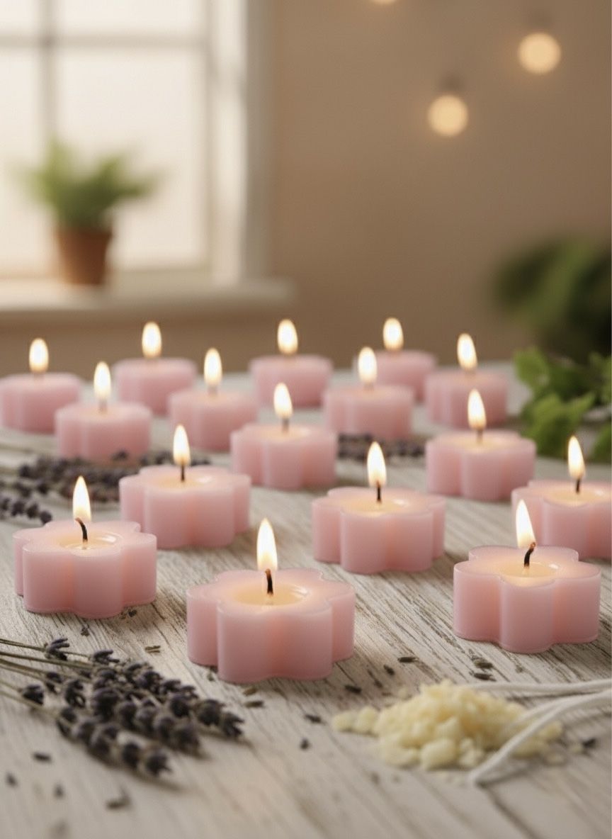 Pink Flower Shape Tea Light Candle