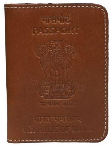 Tan Brown Genuine Leather Passport Holder