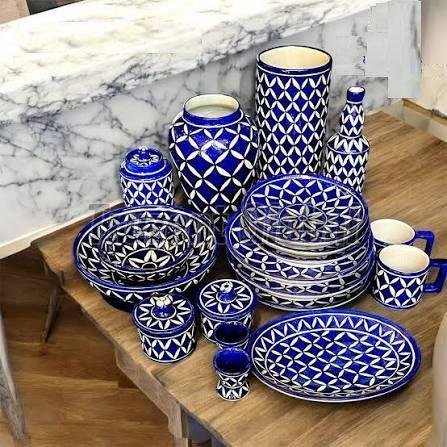 Geometric Glazed Ceramic Dinnerware Set
