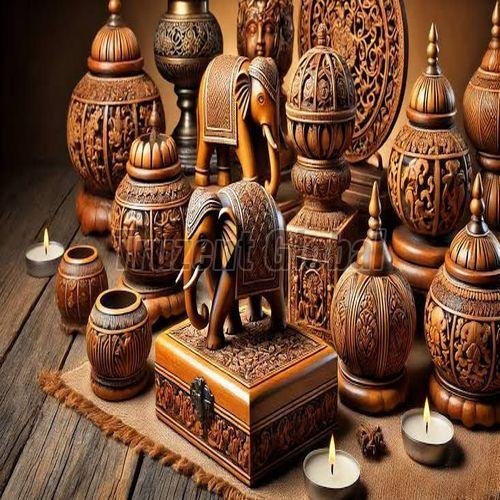 Hand Carved Wooden Decor Set