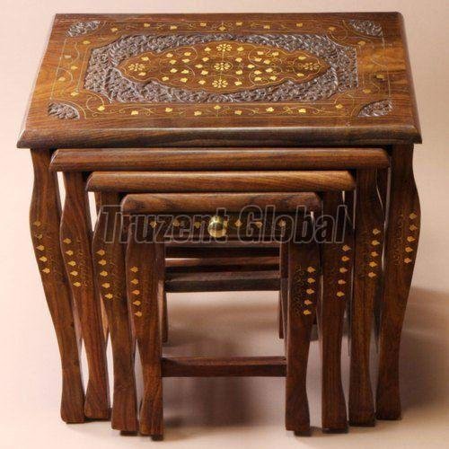 Hand Inlay Wooden Nesting Tables