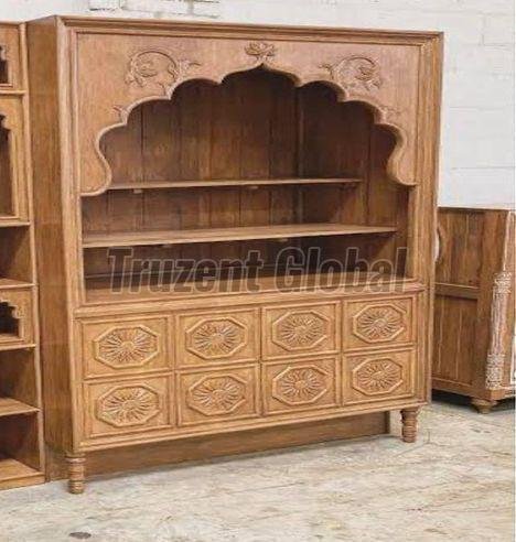 Jodhpuri Carved Wooden Display Cabinet