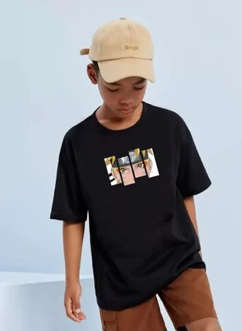 Boys Black Graphic Print T Shirt