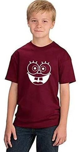 Boys Maroon Cartoon Print T Shirt