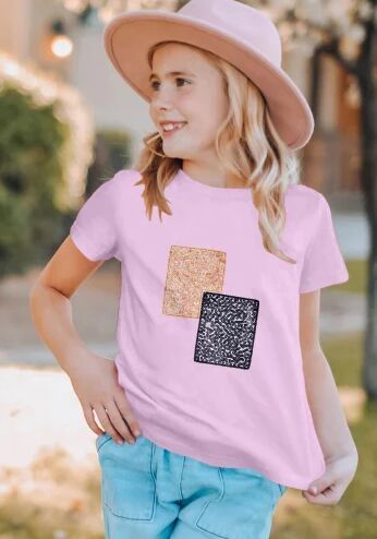Girls Pink Patchwork Design T Shirt
