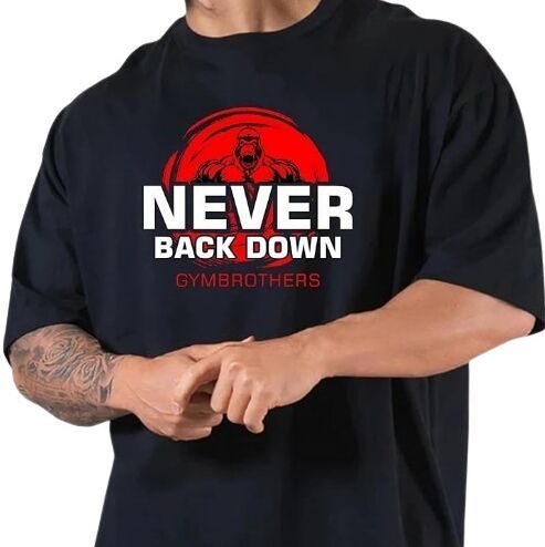 Mens Black Gym Printed T Shirt