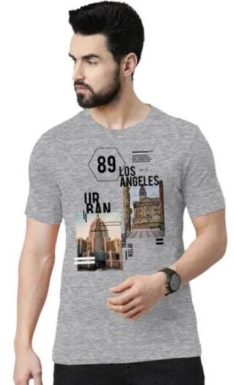 Mens Grey City Printed T Shirt
