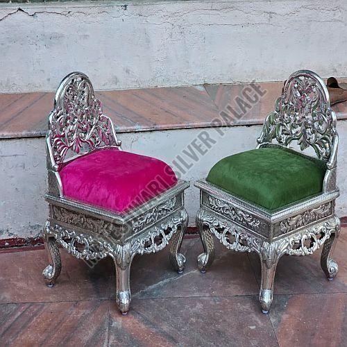 Decorative Silver Plated Wooden Chair