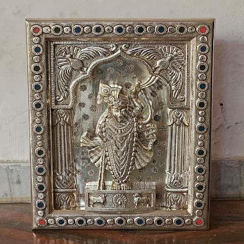 Silver Plated Banke Bihari Photo Frame