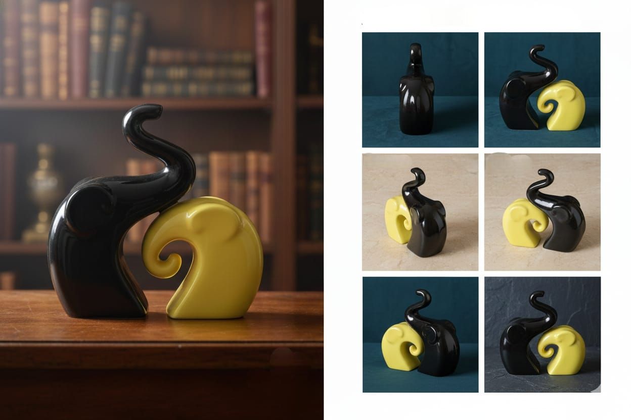 Abstract Elephant Couple Ceramic Decor Showpiece