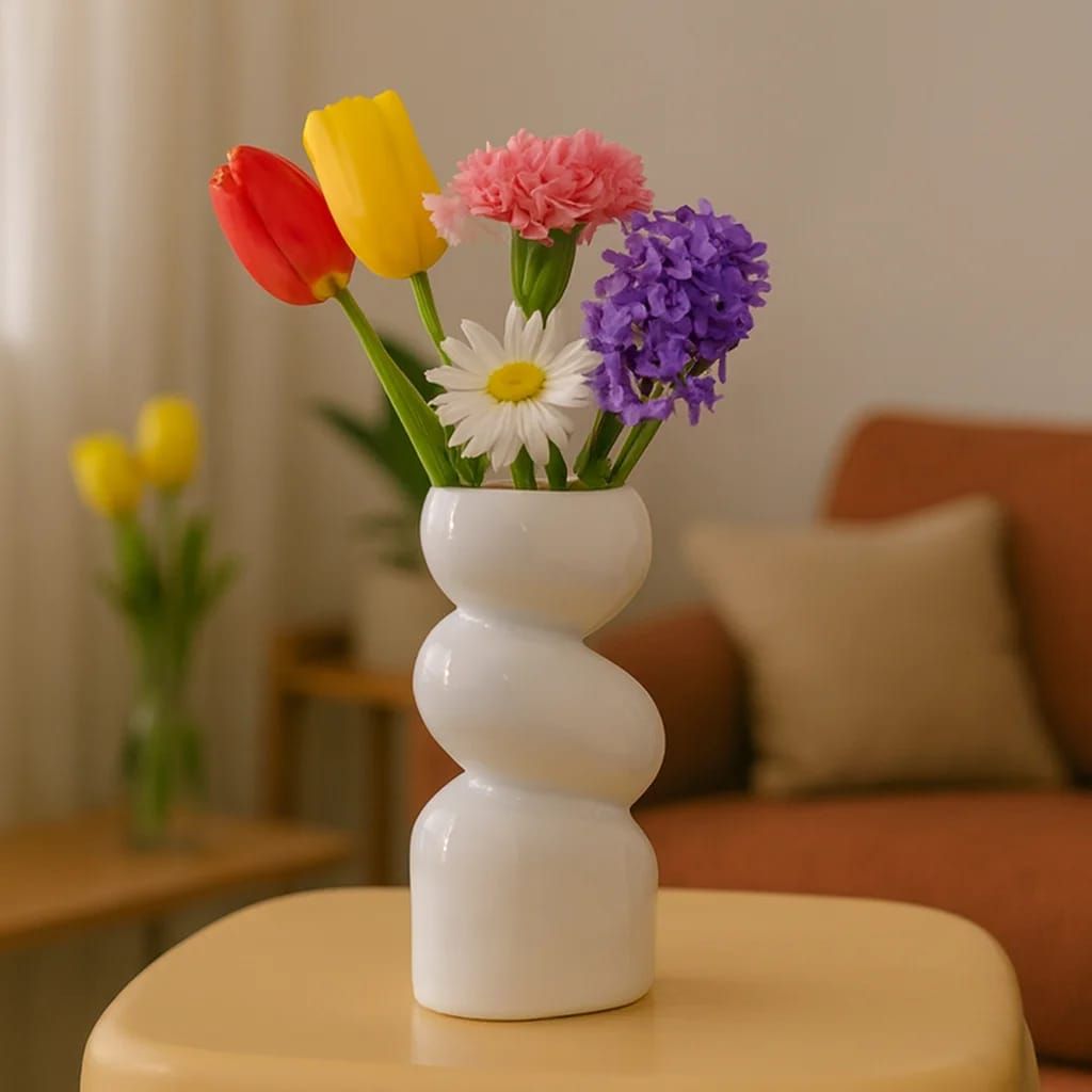 Elegant Stone Spiral Flower Vase