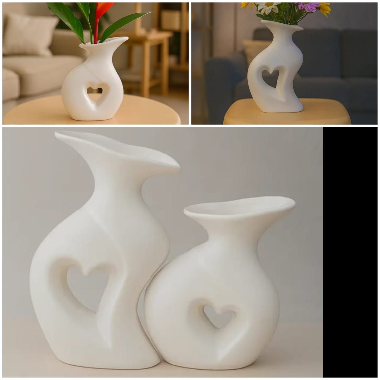 Heart Cut Modern Ceramic Flower Vase