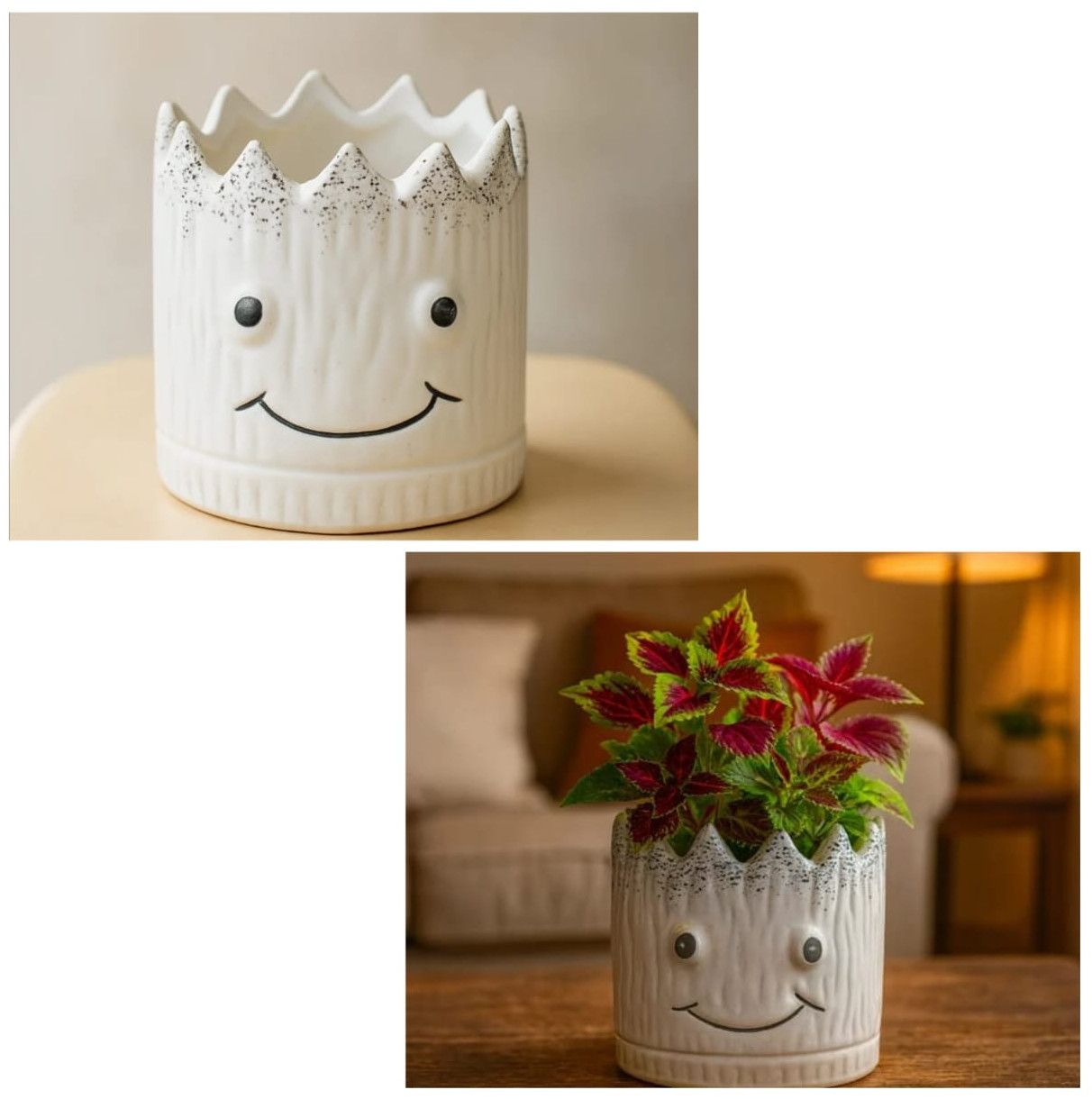 Smiley Face Ceramic Flower Planter