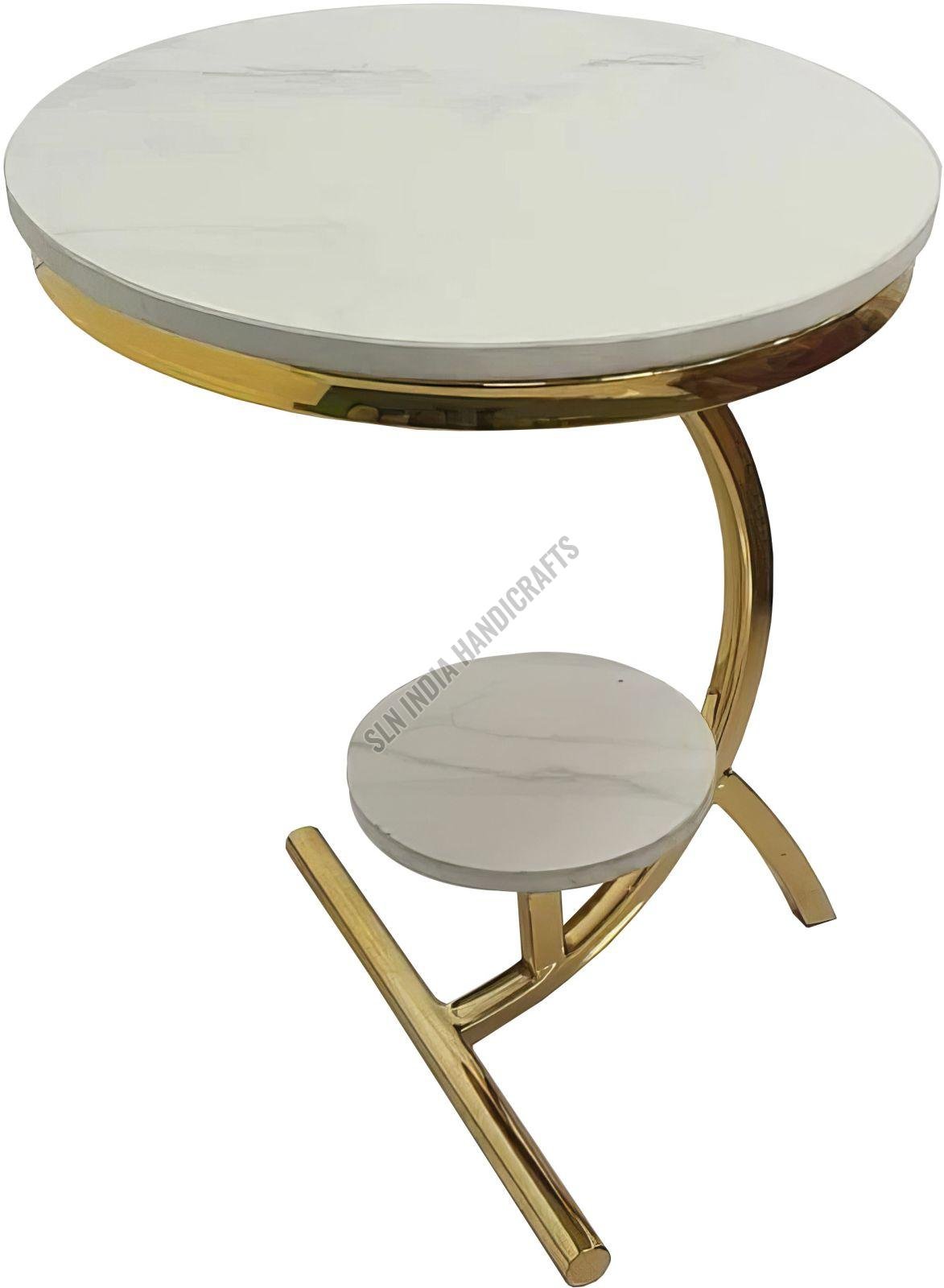 2 Tier Goldern Metal Round Side Table