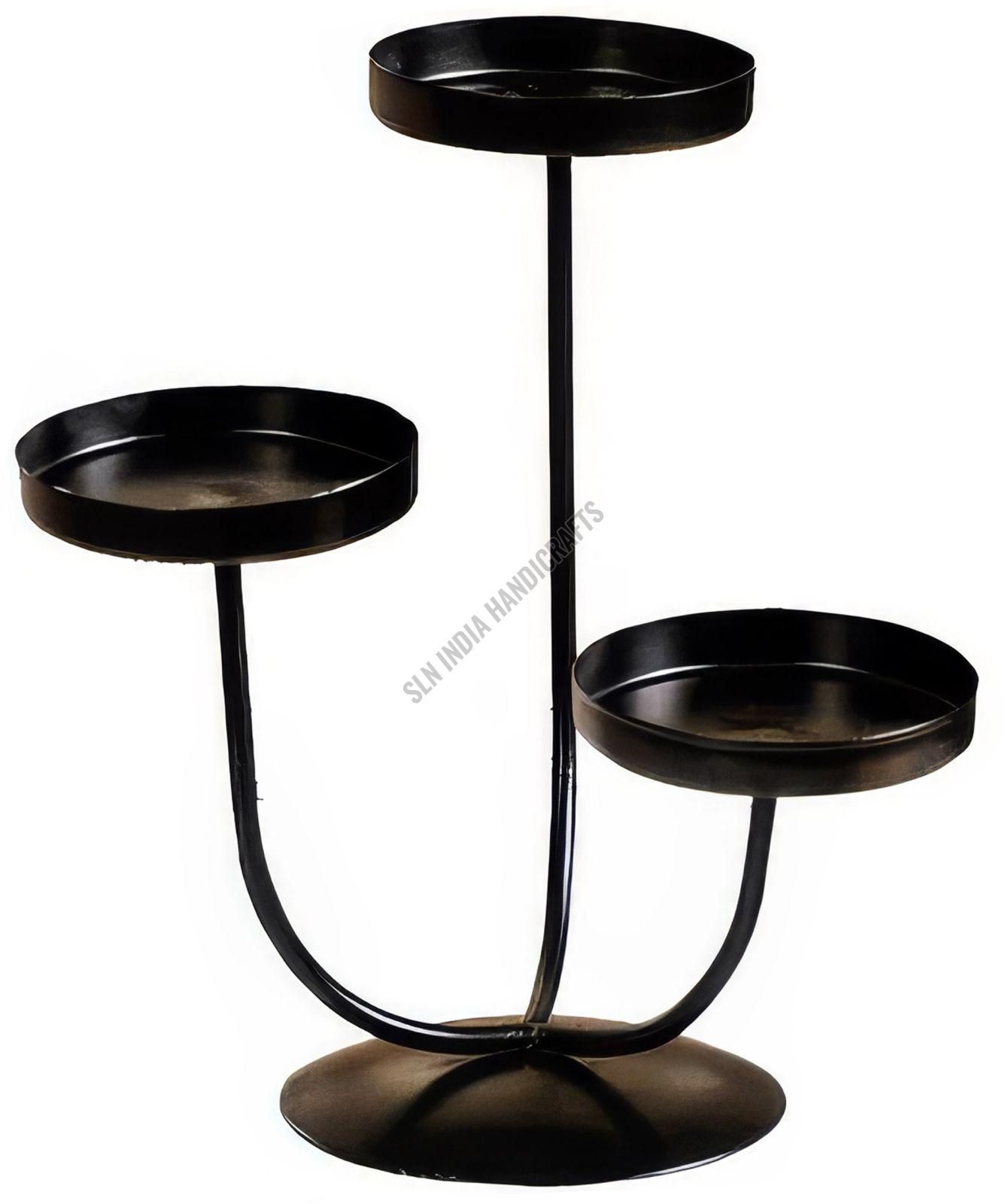 3 Arm Black Metal Candle Stand