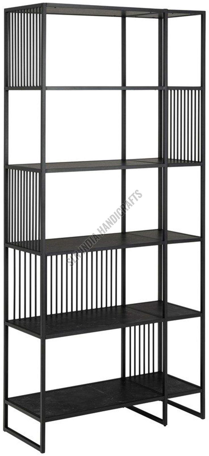 Black Metal Frame Five Shelve Bookcase