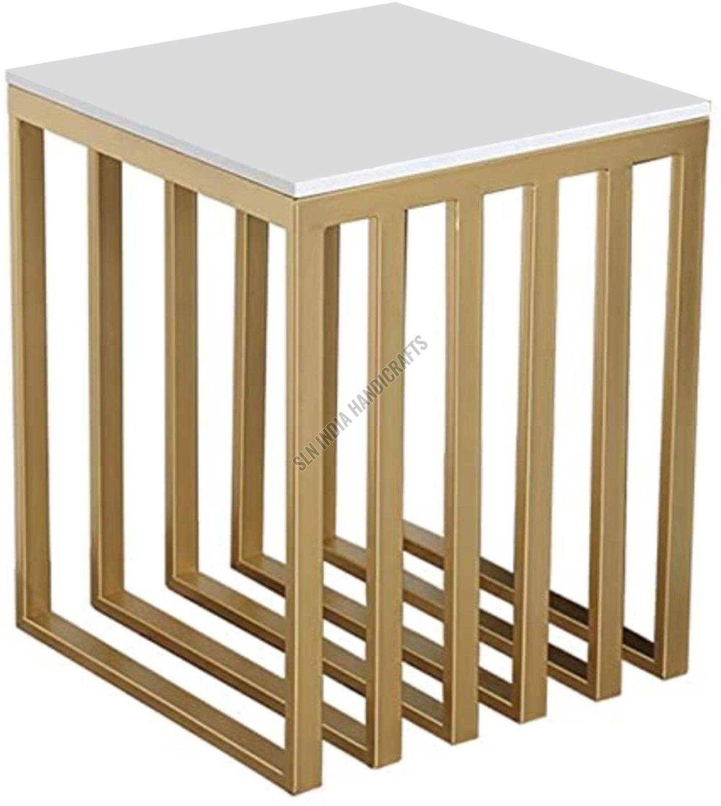 Golden Metal Frame Square Side Table