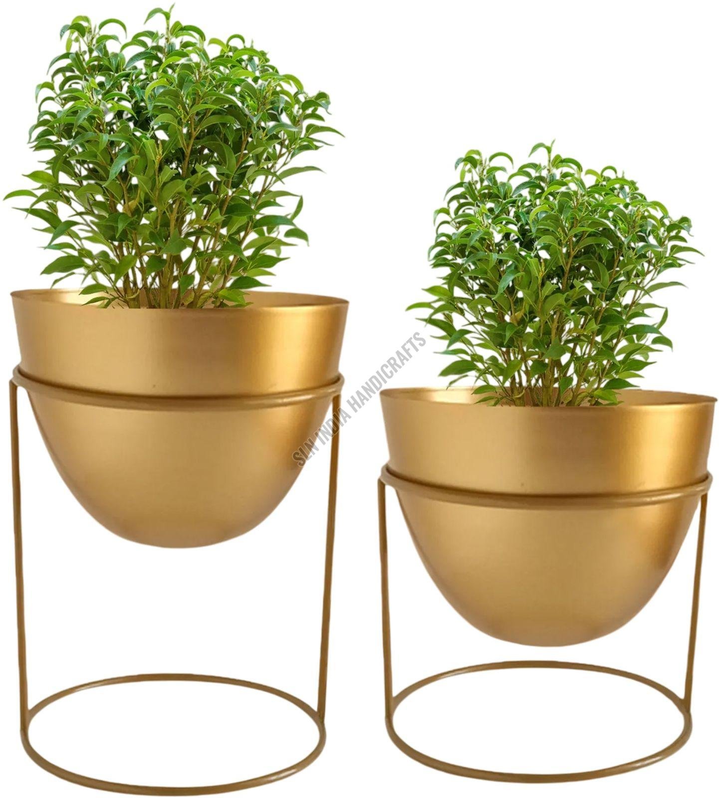 Golden Metal Plant Pot with Stand