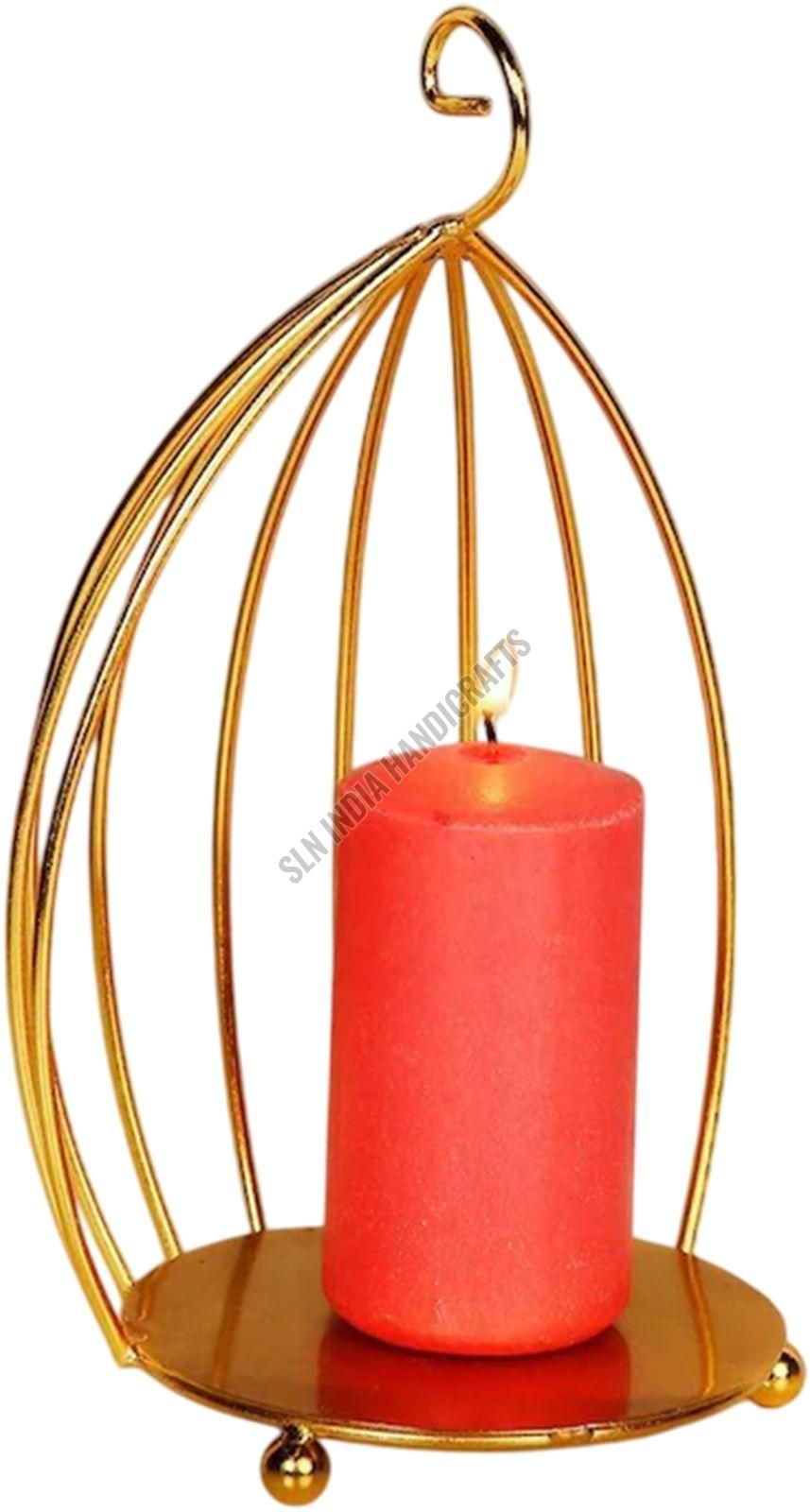 Golden Metal Wire Cage Style Tealight Candle Holder