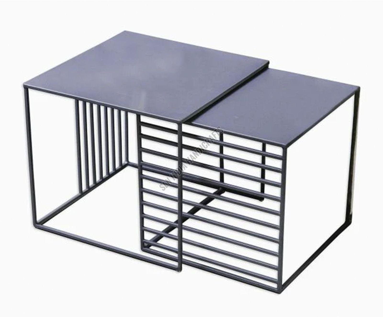 Grey Metal Nesting End Table