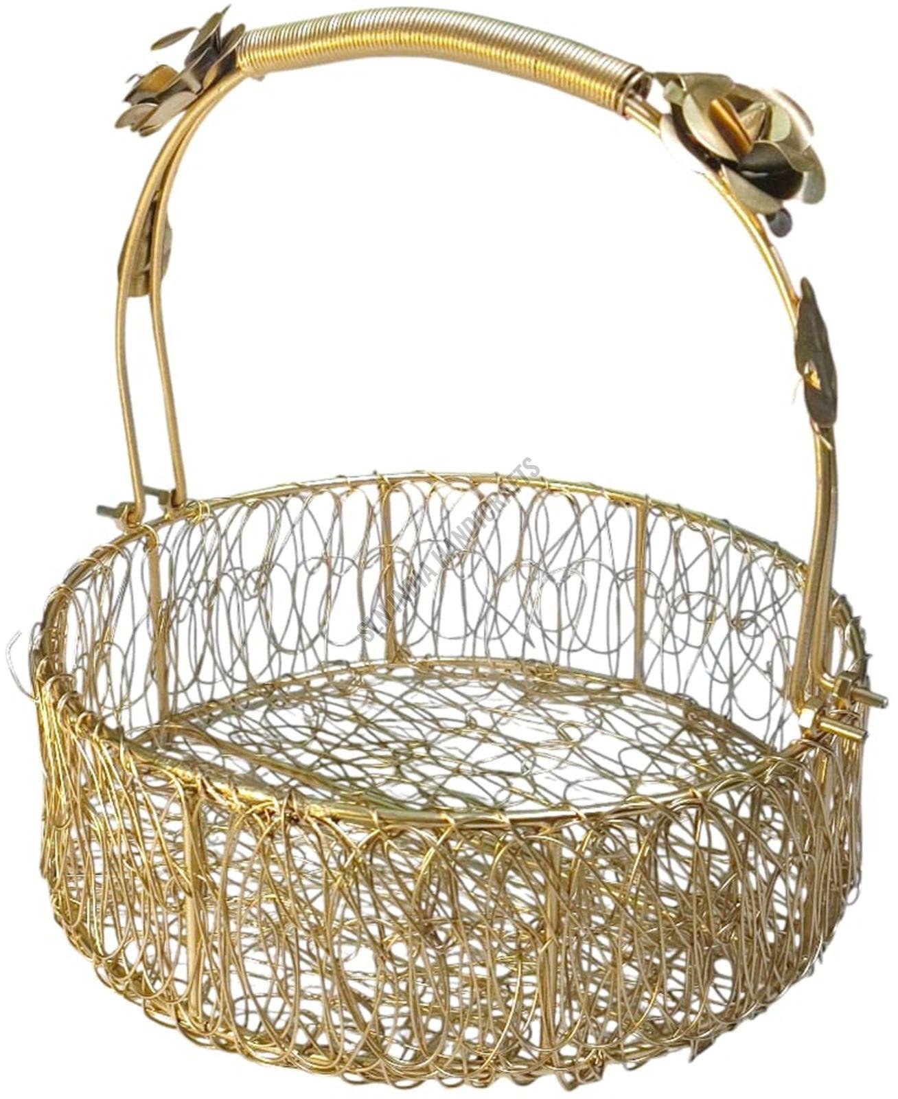 Handcrafted Woven Metal Wire Basket