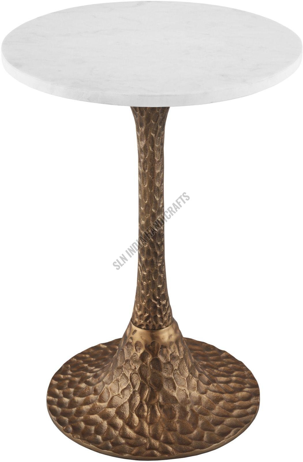 Round Hammered Pedestal End Table