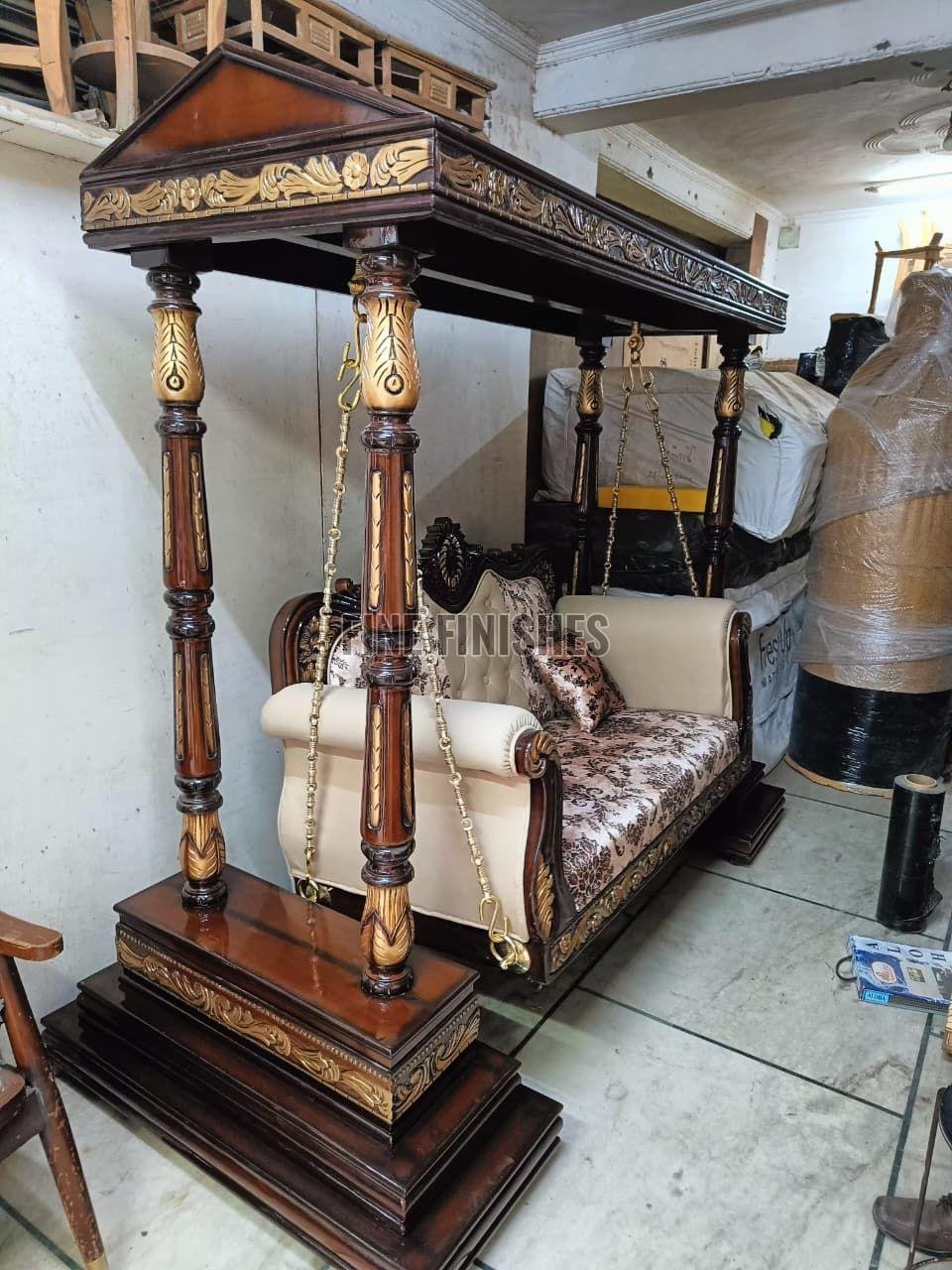 Antique Hand Carved Wooden Swing Jhula Set