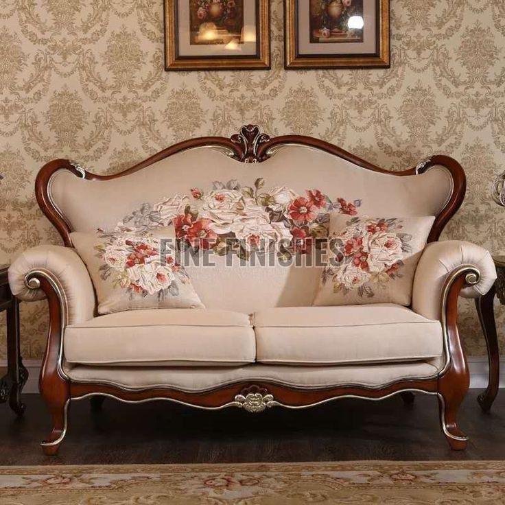 Classic Floral Carved Wooden Living Room Sofa