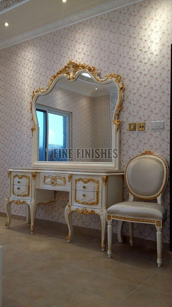 Classic White & Golden Dressing Table Set