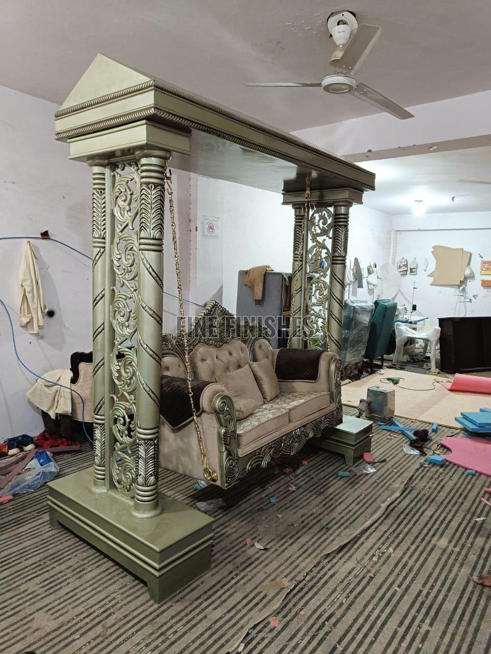 Luxury Pillar Mounted Wooden Swing Jhula