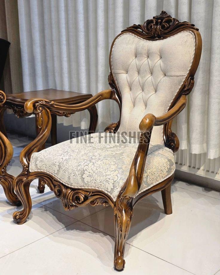 Royal High Back Carved Wooden Accent Chair