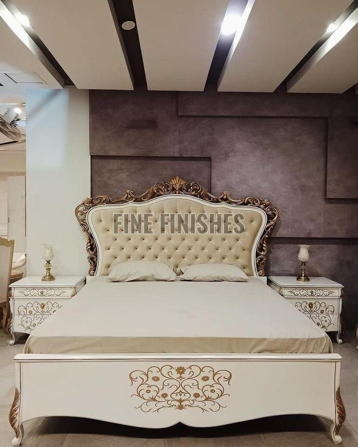 Royal Light Carved Wooden Bed